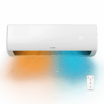 AirClima 24000 Smartfresh Aire acondicionado split de 6000 frigorías 24000 BTU con bomba de calor, mando a distancia y pantalla LED. Sistema Inverter. 5 modos y 8 velocidades. Deshumidificación diaria de 43,2 L/ día y área de cobertura de 45 m2. Caudal de aire de 980 m3/h, temporizador 24 h, filtro de aire, gas R32, motor DC. Clasificación energética A + +/A + y potencia de 6810 W para el frío y 6870 W para el calor. Compresor exterior con protección IPX4.